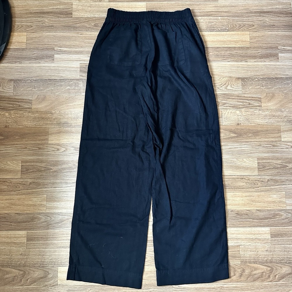 Old Navy High Rise Linen Blend Wide Leg Pants Size S Tall Black Beachy Coastal - Picture 2 of 8